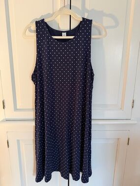 Old Navy Navy Blue Polka Dot Midi Dress